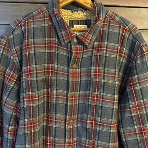 LL Bean XL unisex Sherpa lined flannel shackett